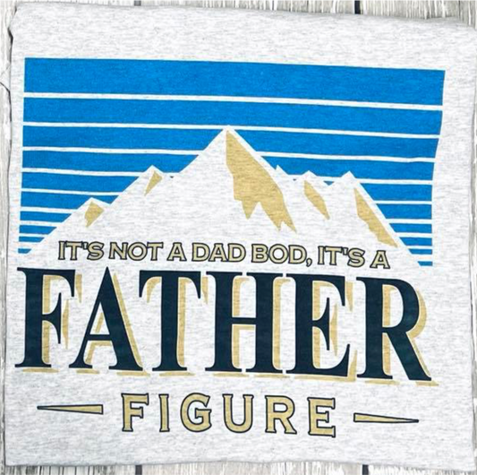 It's Not a dad bod Its a Father Figure Blue Beer Logo Grey Tee