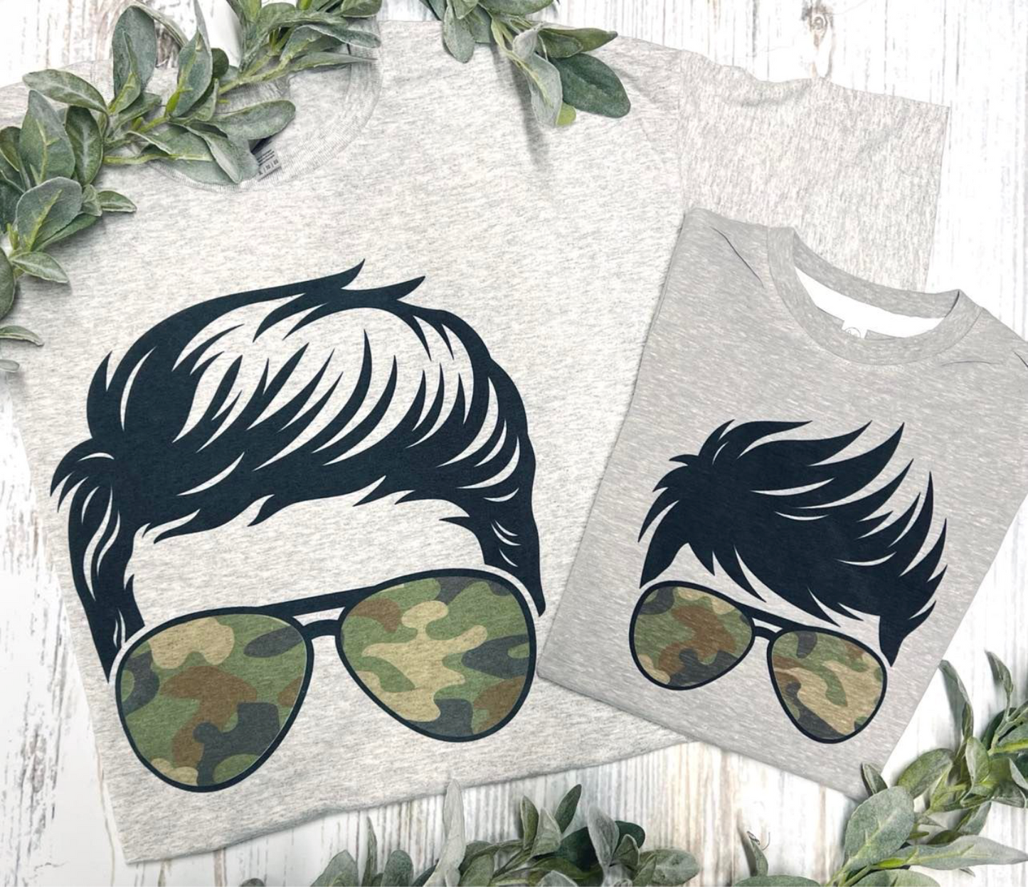 Dad & Son Camo Glasses Grey Tee