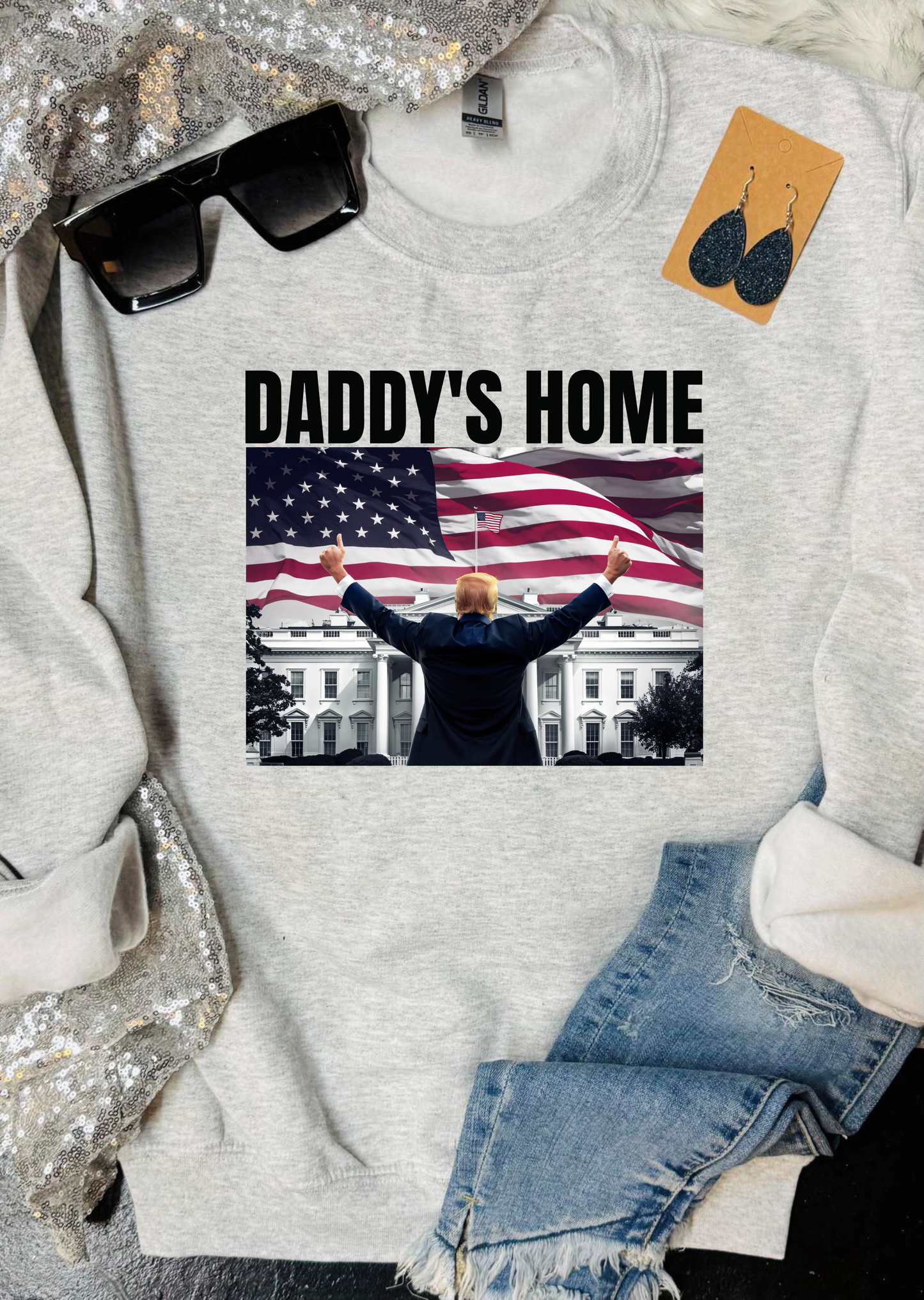 Daddys Home Flag Ash Grey Sweatshirt