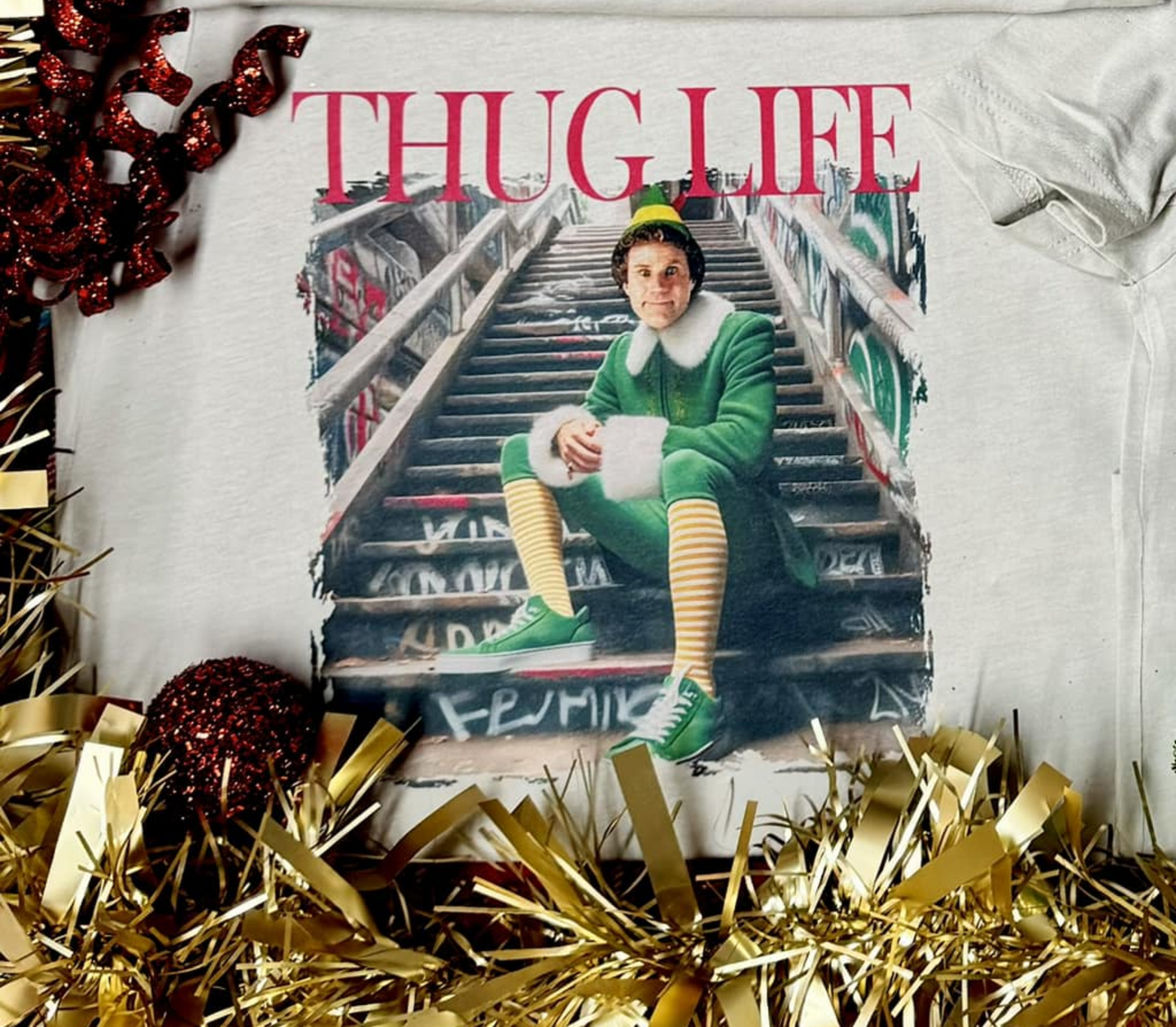 Thug Life Christmas Movies Tan Tee