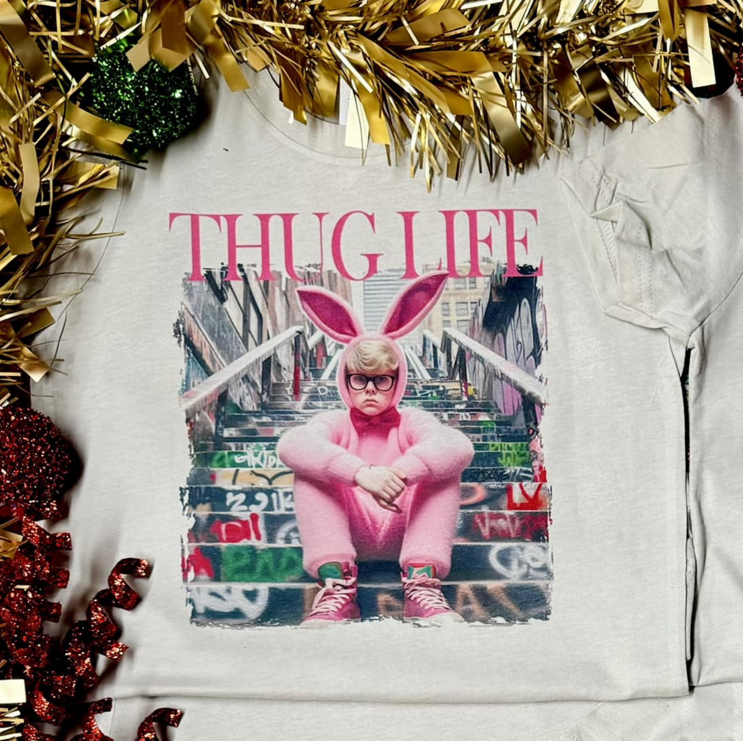 Thug Life Christmas Movies Tan Tee