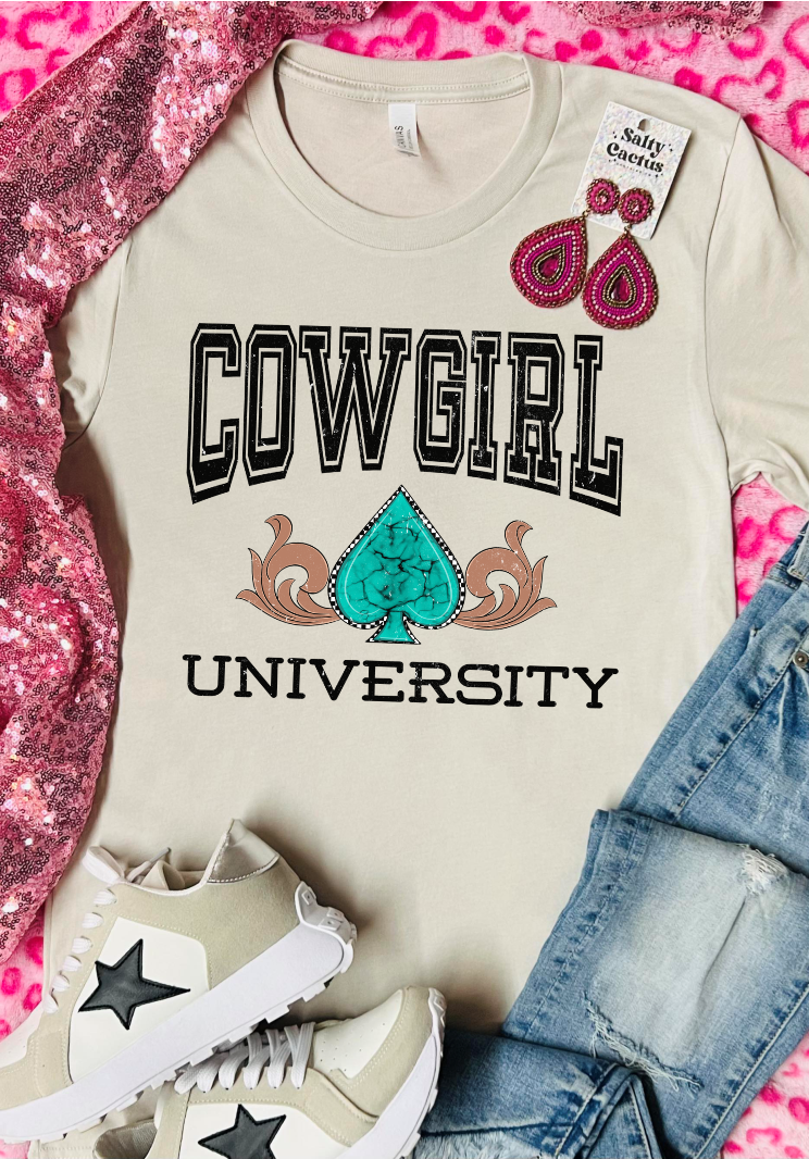 Cowgirl University Tan Tee