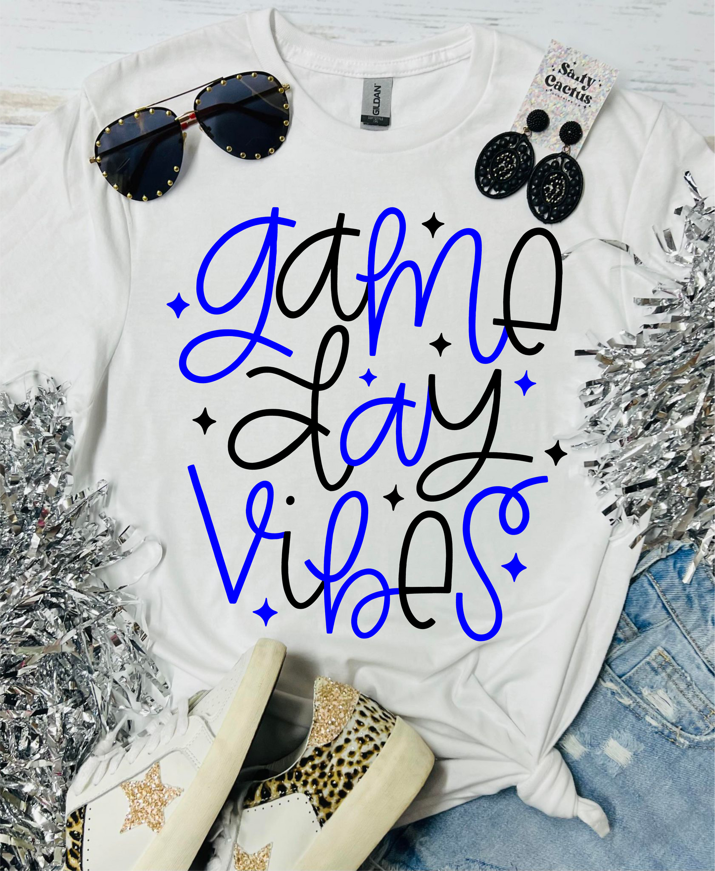 Gameday Vibes Stars White Tee