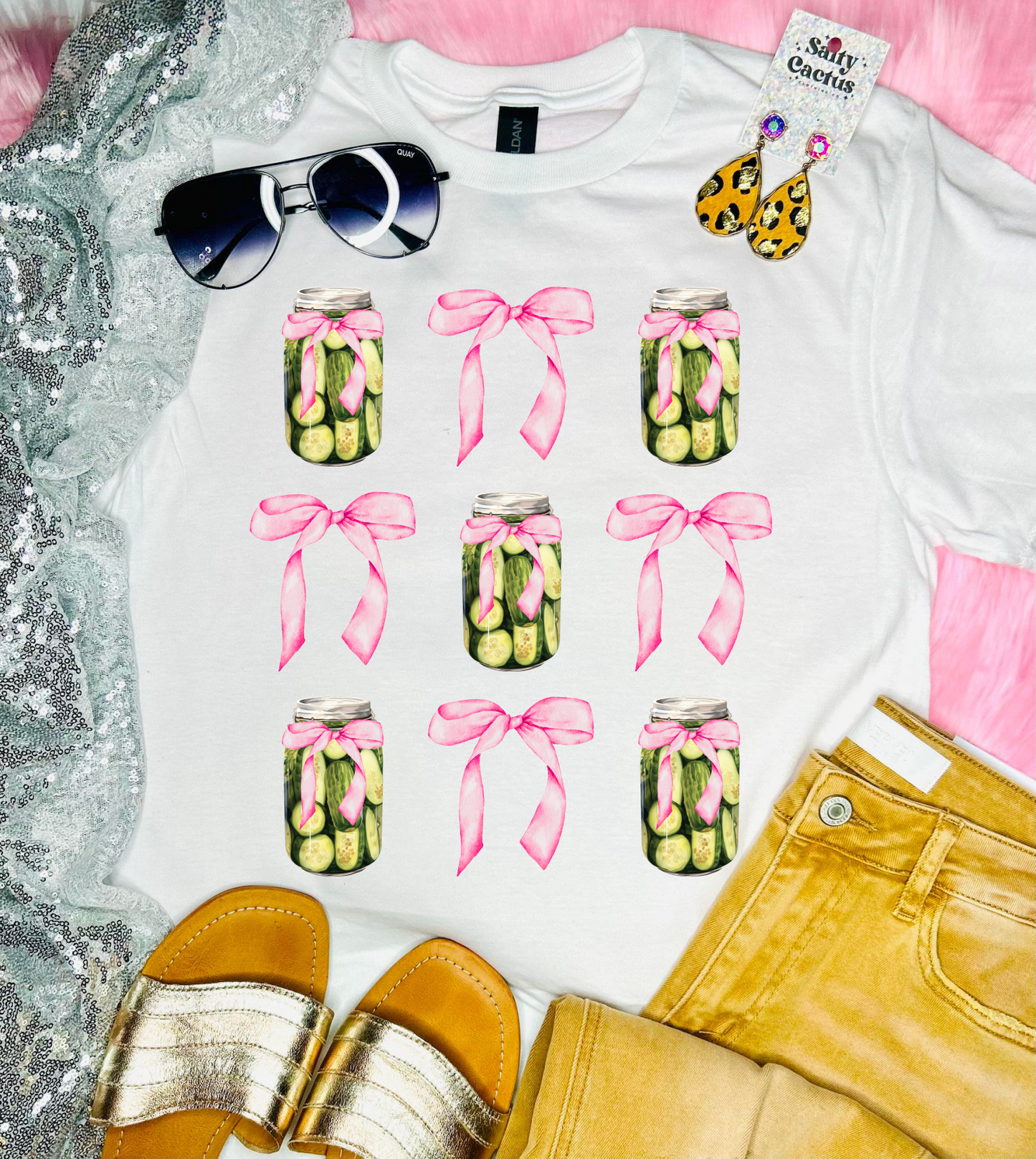 Pickle Ribbon Collage White Tee