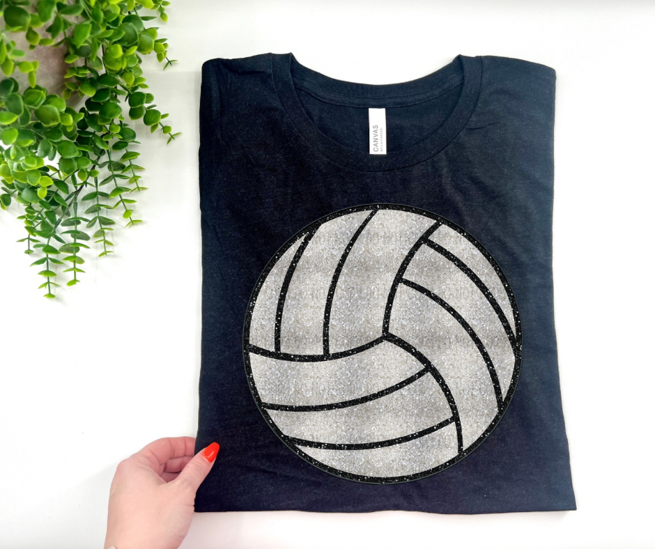 VOLLEYBALL GLITTER  - BELLA CANVAS — BLACK