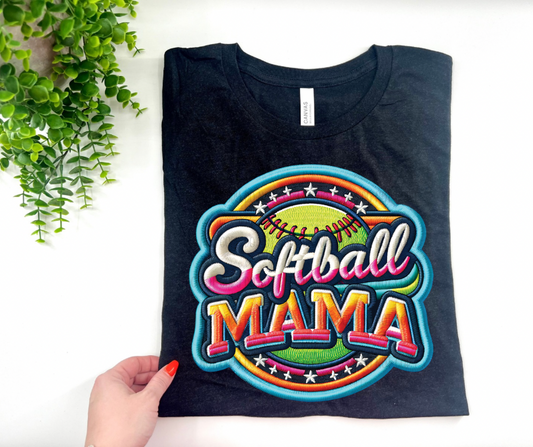 SOFTBALL MAMA   - BELLA CANVAS — BLACK