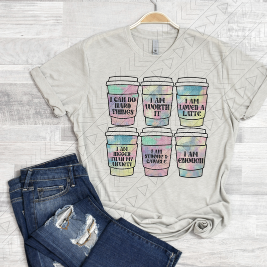 Coffee Cup Affirmations Tee Shirts & Tops