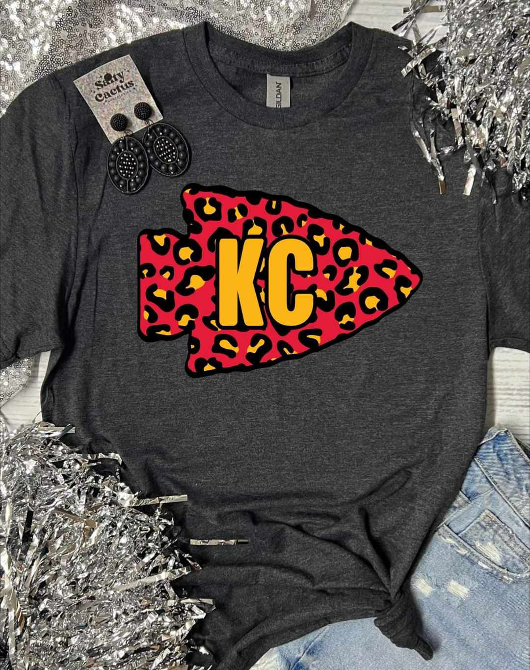 *DTF* KC Leopard Arrow Dark Grey Tee