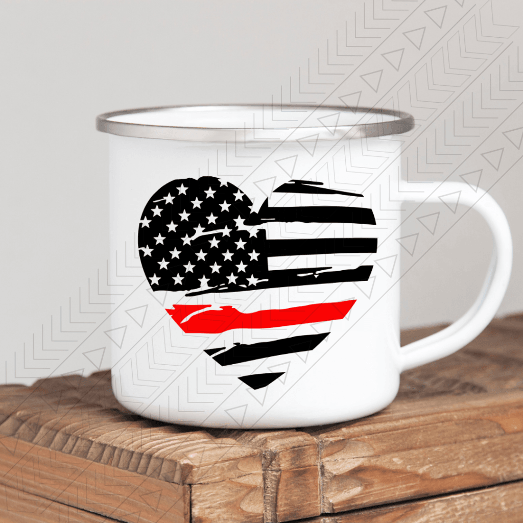 Fire Flag Heart Enamel Mug Mug