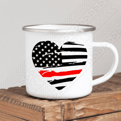 Fire Flag Heart Enamel Mug Mug