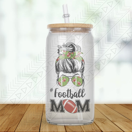 Football Mom Glass Can