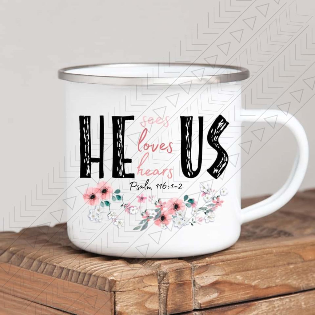 He Loves Sees Hears Enamel Mug Mug