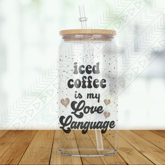 Iced Coffee Love Clear Glass Glass Can