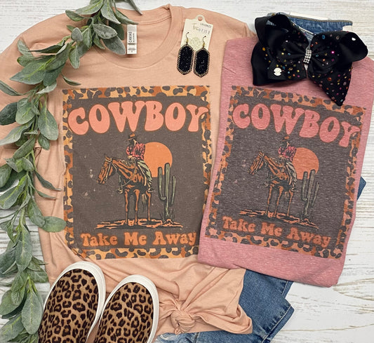 Cowboy Take Me Away Peach Tee