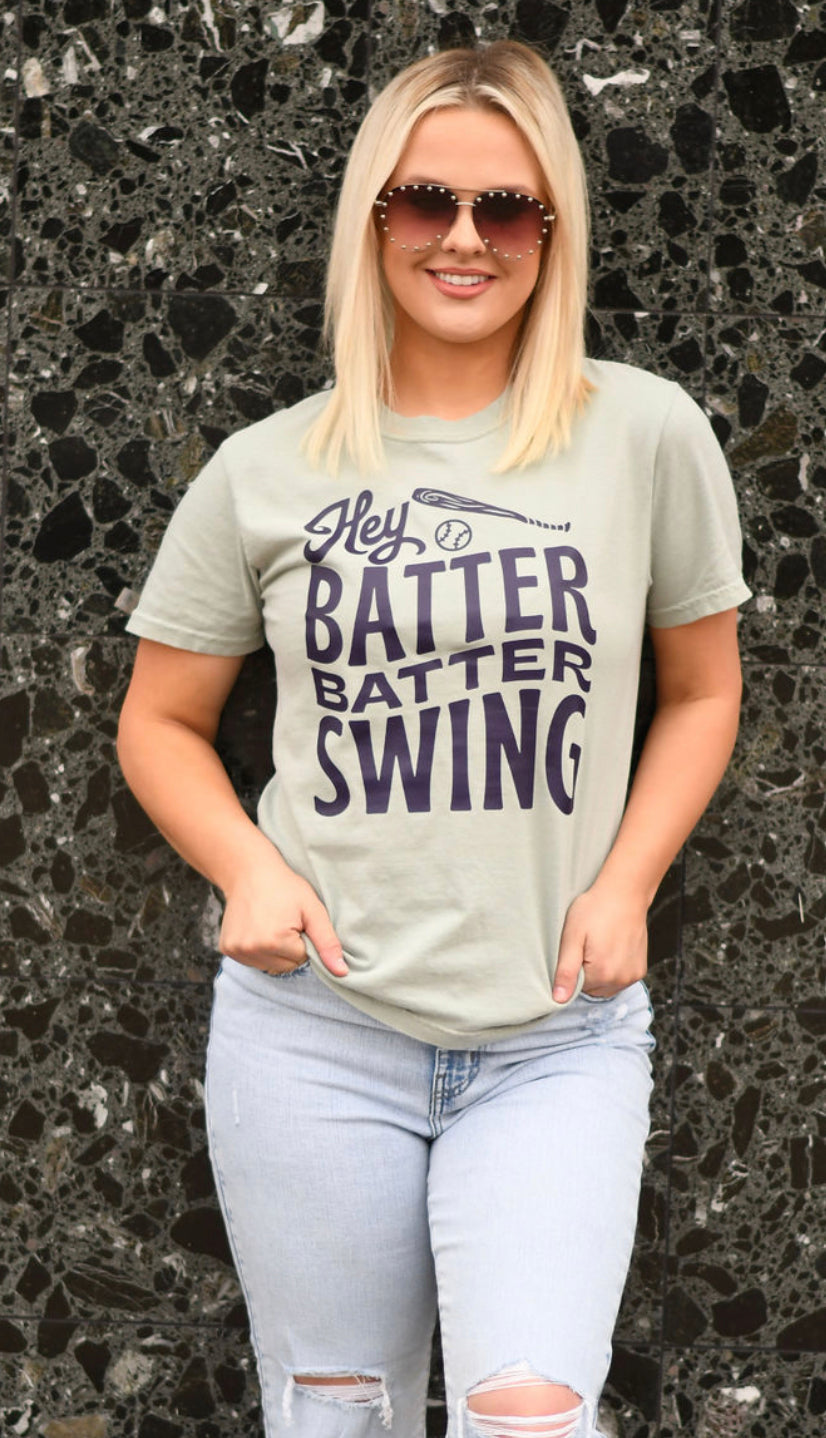 *SP* Hey Batter Batter Navy Screen print on Bay Comfort Colors