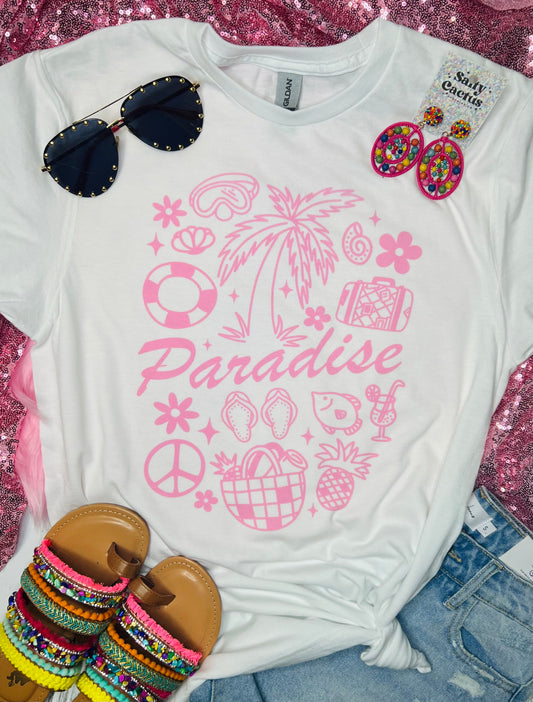 Paradise on White Tee