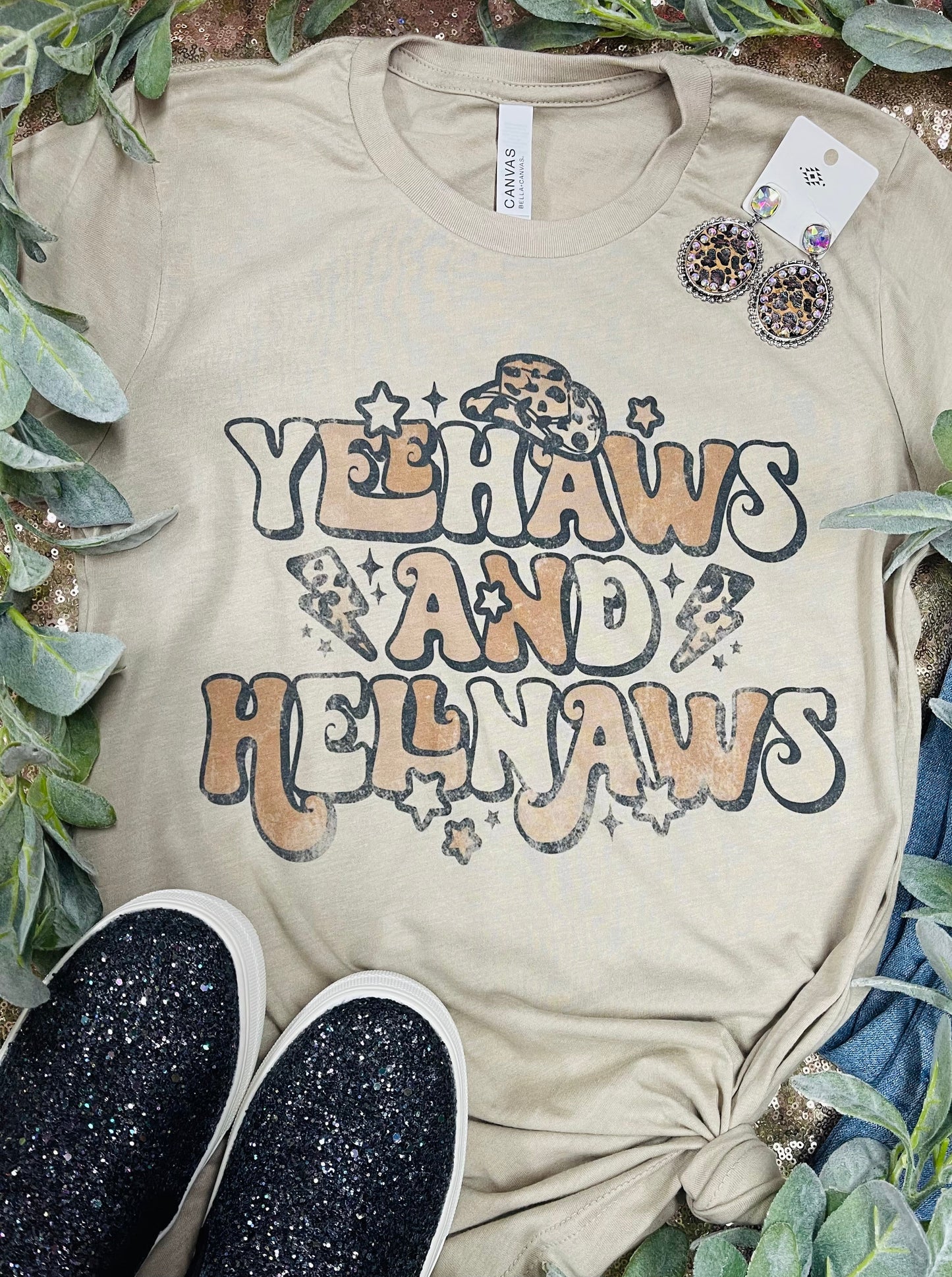 Yeehaws and Hallnaws Tan Tee