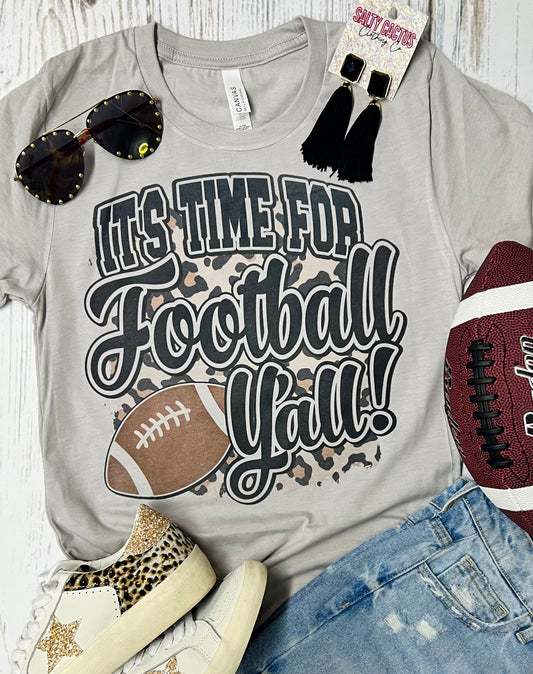 It’s Time For Football Y’all Leopard Stone Grey Bella