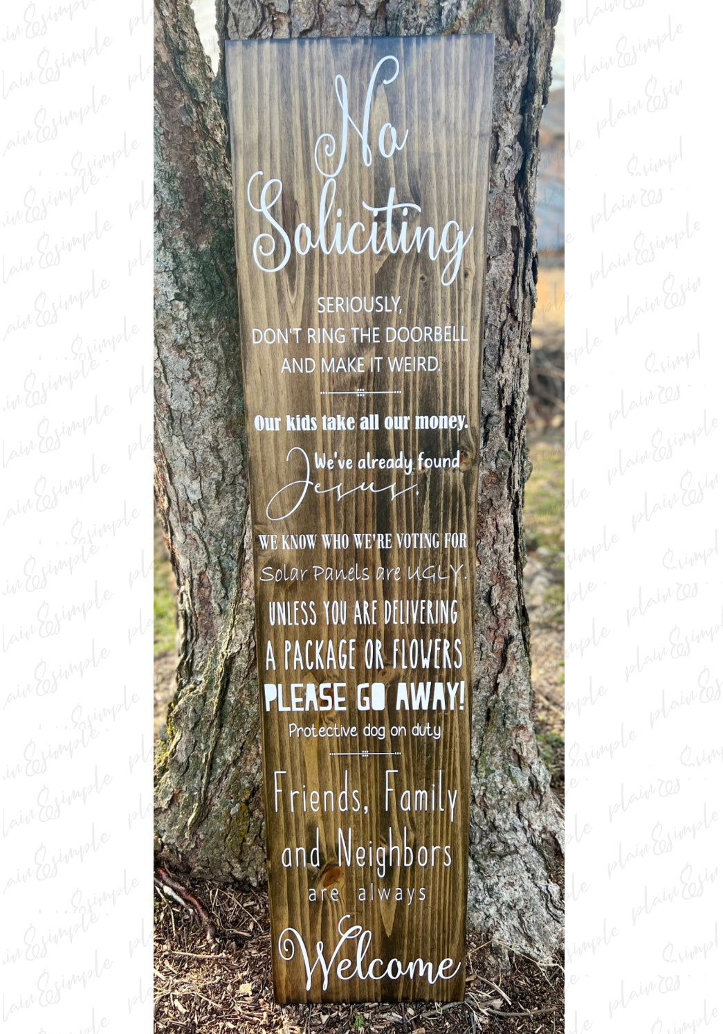 No Soliciting - Ebony Black - 12x54” Porch Sign