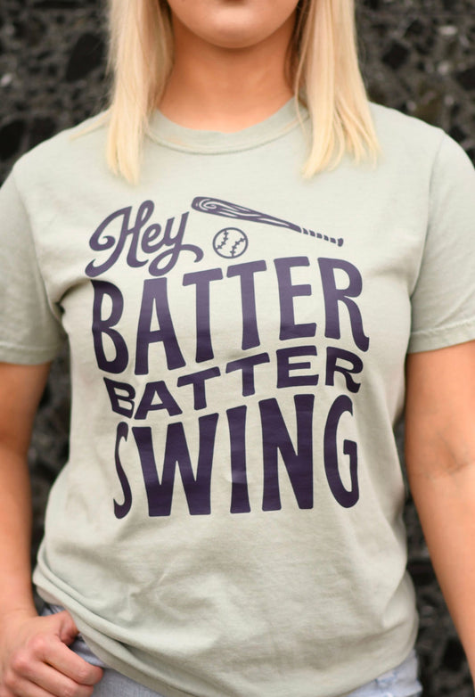 *SP* Hey Batter Batter Navy Screen print on Bay Comfort Colors