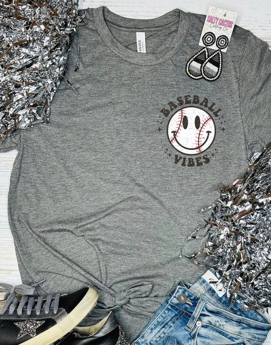 *DTG* Baseball Vibes Smiley Deep Grey Bella