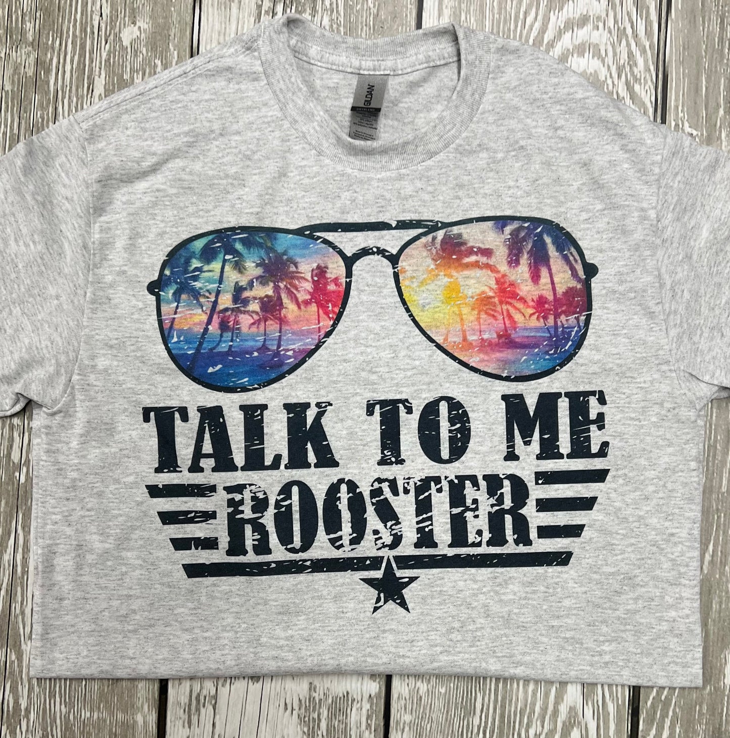 Talk To Me Rooster New Grey Tee