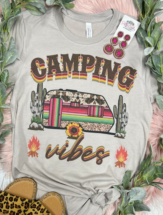 Camping Vibes Serape Camber Grey Bella Tee