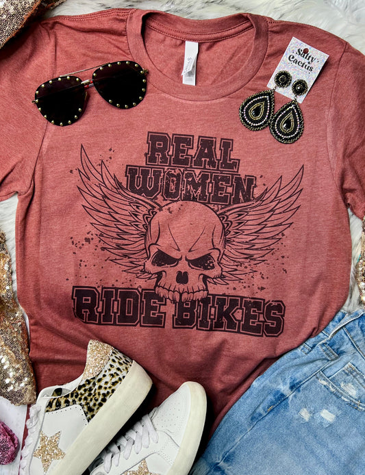 Real Women Ride Bikes Clay Tee