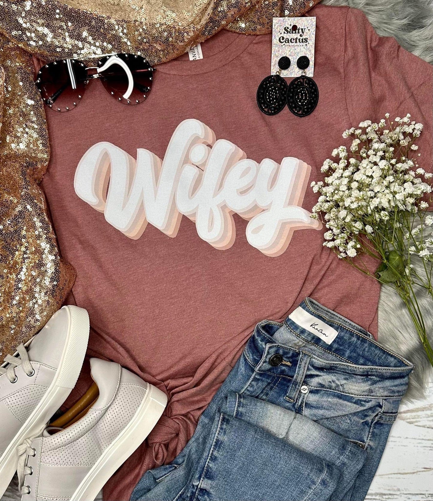 *DTG* Wifey Retro Mauve Tee