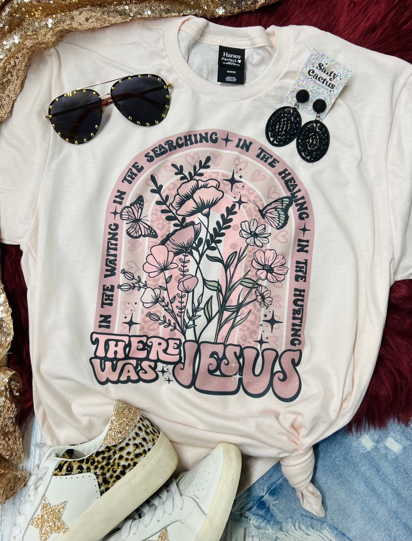 There Was Jesus Blossom Blush Tee