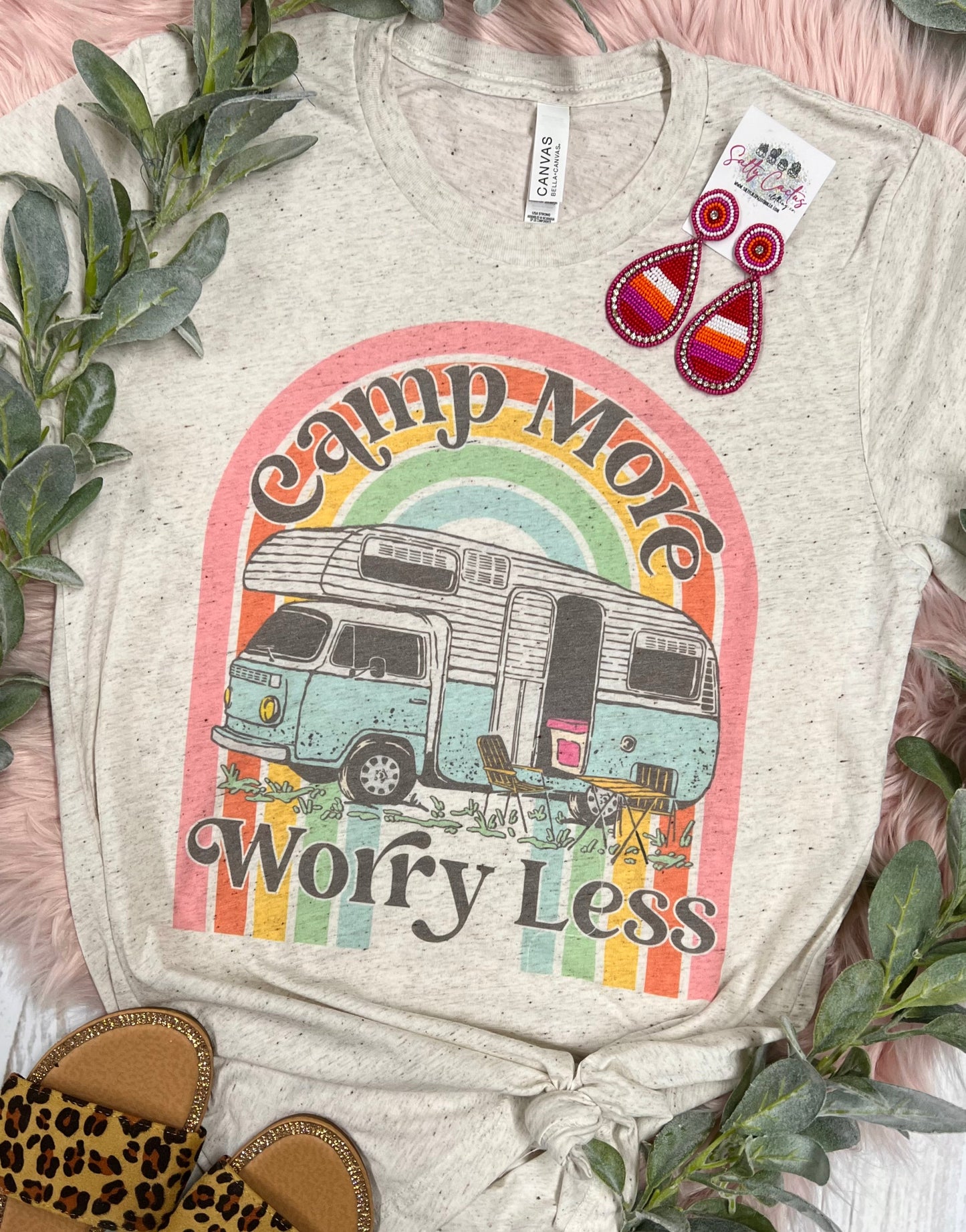 Camp More Worry Less Oatmeal Tee