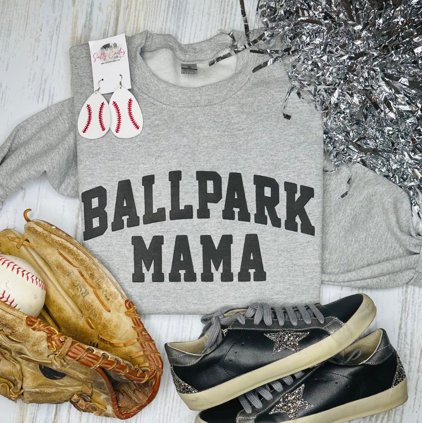 *PUFF* Ballpark Mama Oxford Grey Sweatshirt