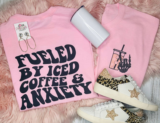 Feuded By Iced Coffee & Anxiety Pink Tee