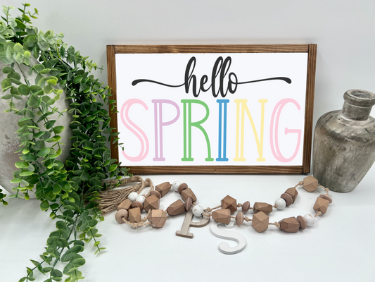 Hello Spring - White/Thick/E. Amer. - Wood Sign