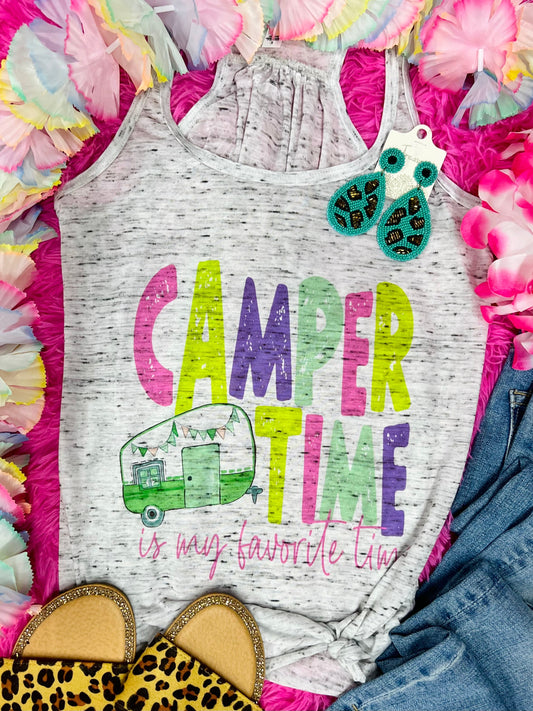 Camper Time Neon Racerback Tank