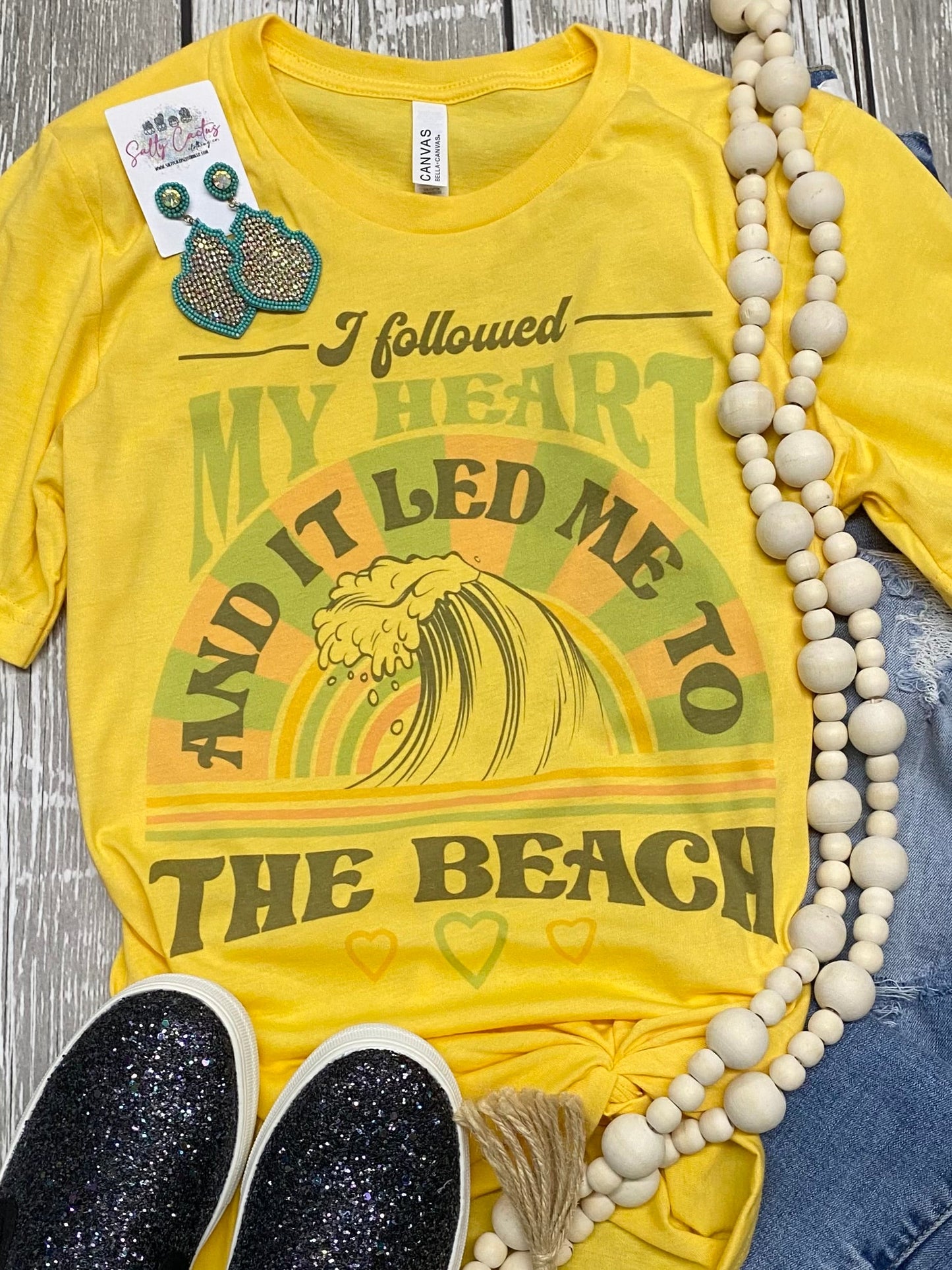 I Followed My Heart and It Led Me To The Beach Yellow Tee