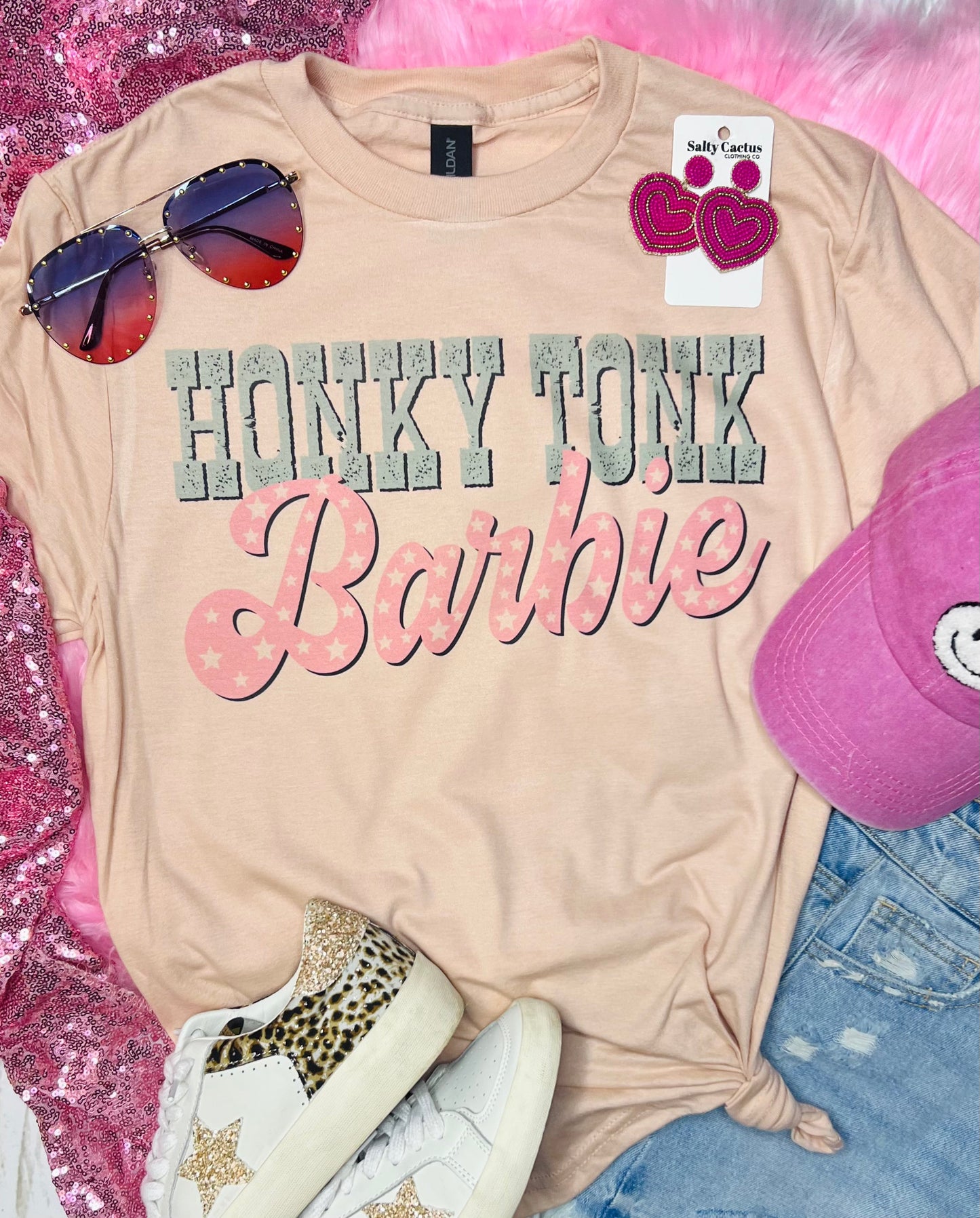 Honky Tonk Barbie Peach Tee