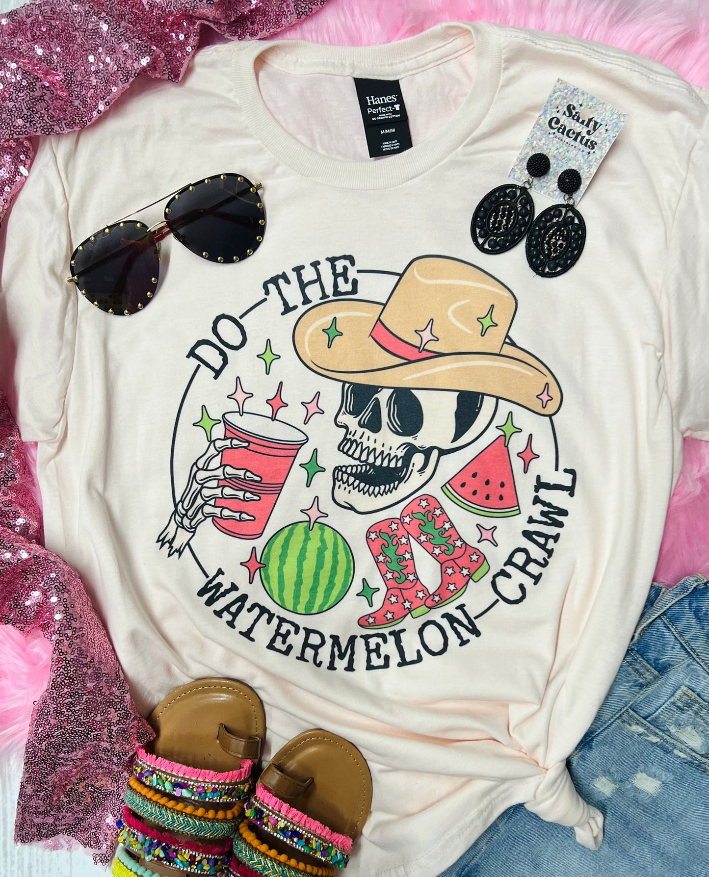 Do The Watermelon Crawl Skeleton Blossom Tee