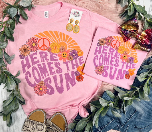 Here Comes The Sun Pink Tee