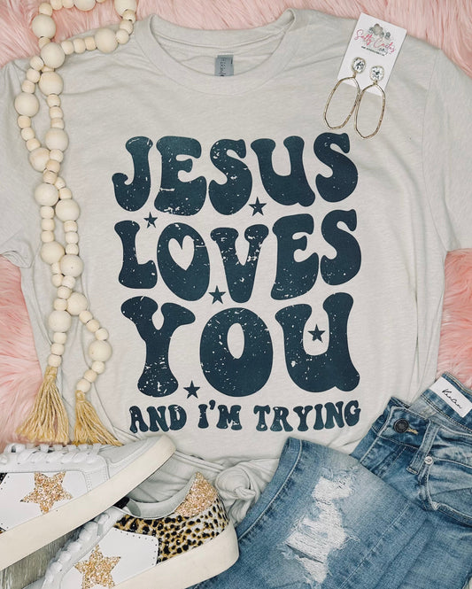 Jesus Loves You Grey Stone Tee