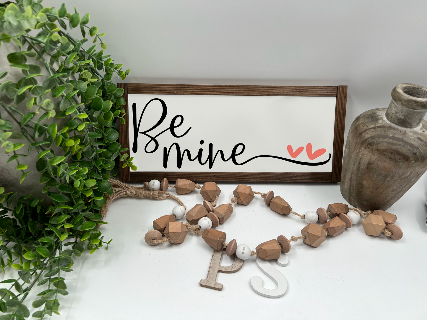 Be Mine - White/Thick/Kona - Wood Sign