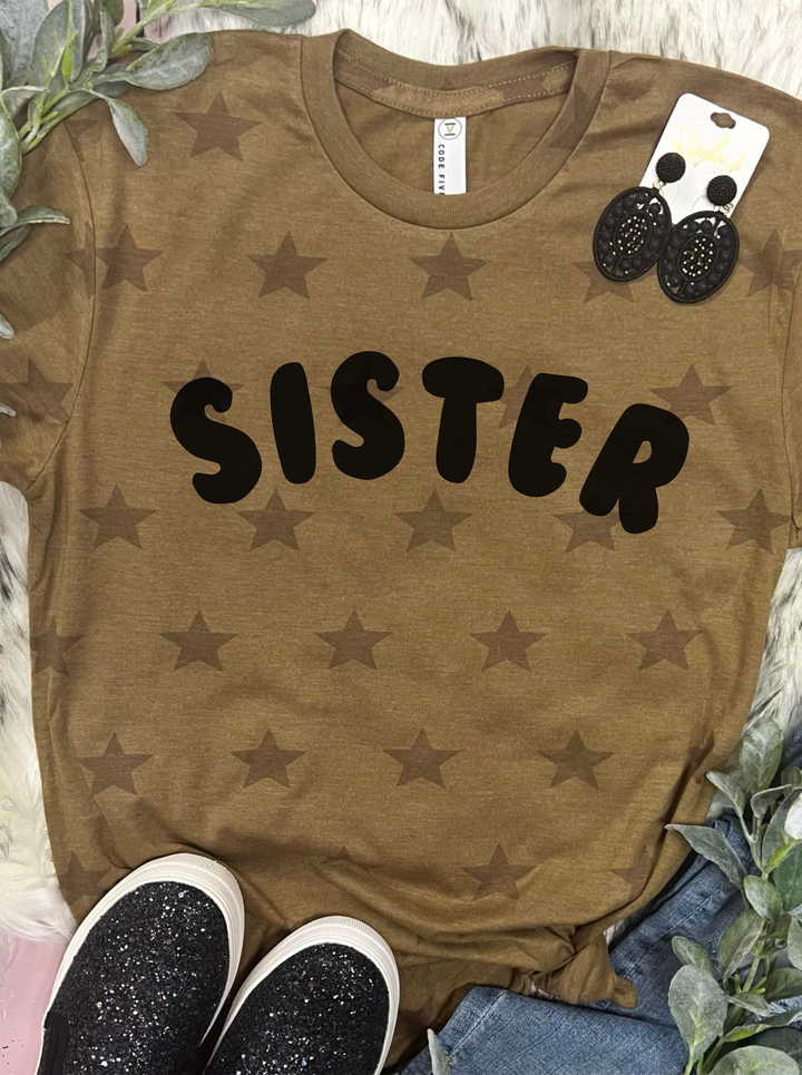 Custom Bubble Name Brown Star Tee