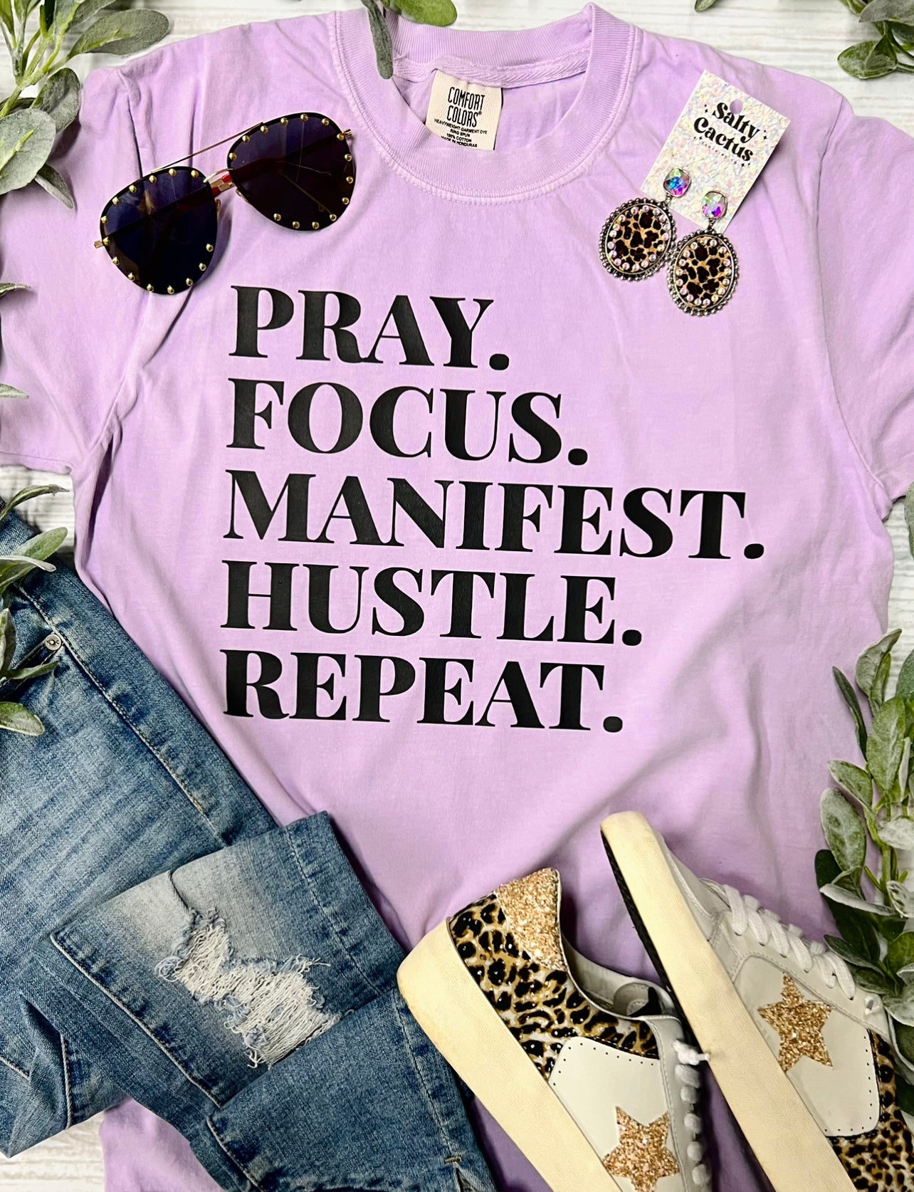 *SP* Pray Focus Masifest Orchid Comfort Color Tee