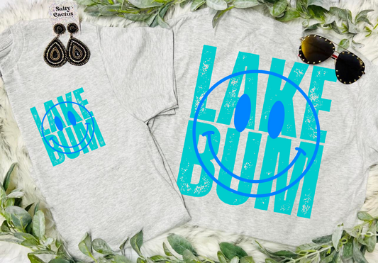 Lake Bum Front Pocket and Big On Back Grey Tee