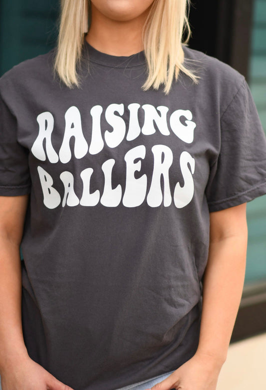 *SP* Raising Ballers on Dark Grey Comfort Colors Tee