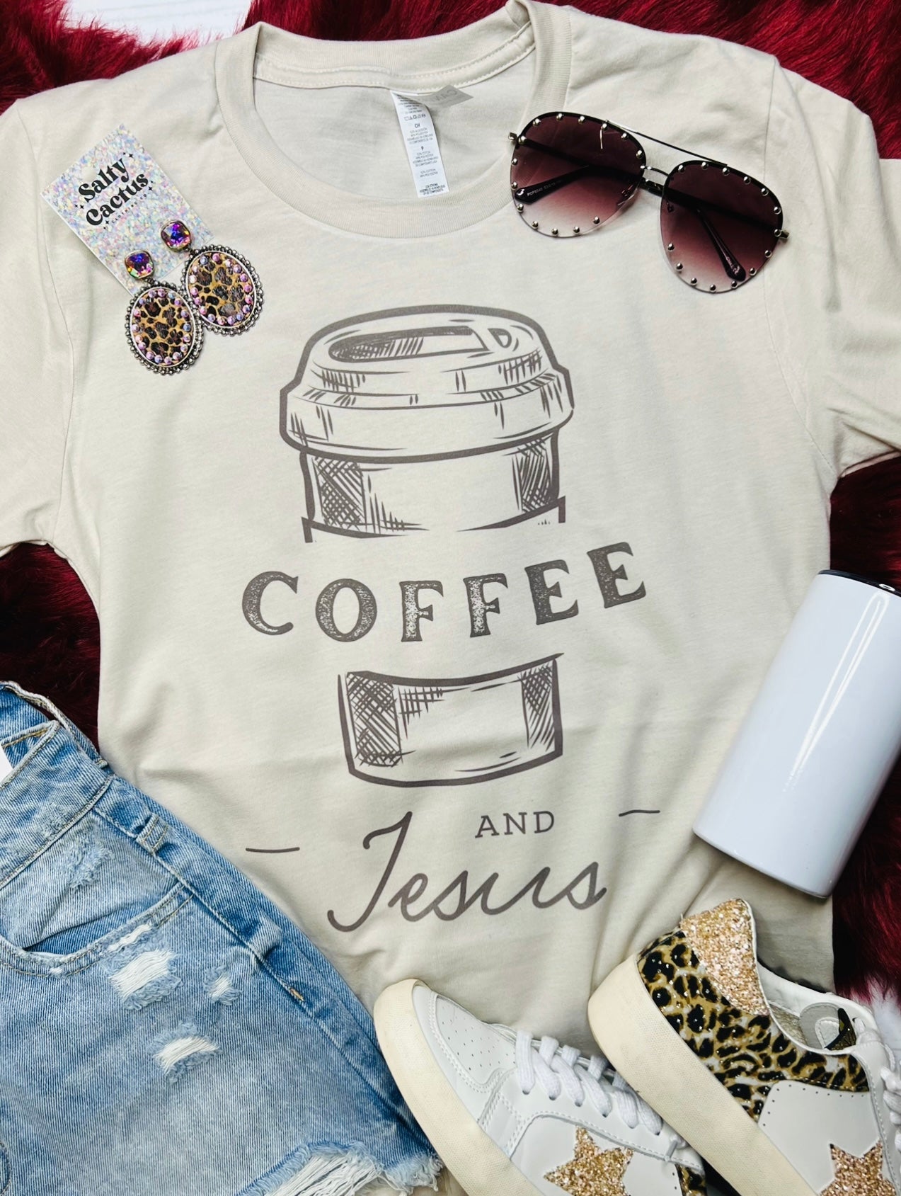 Coffee and Jesus Heather Dust Tan Bella