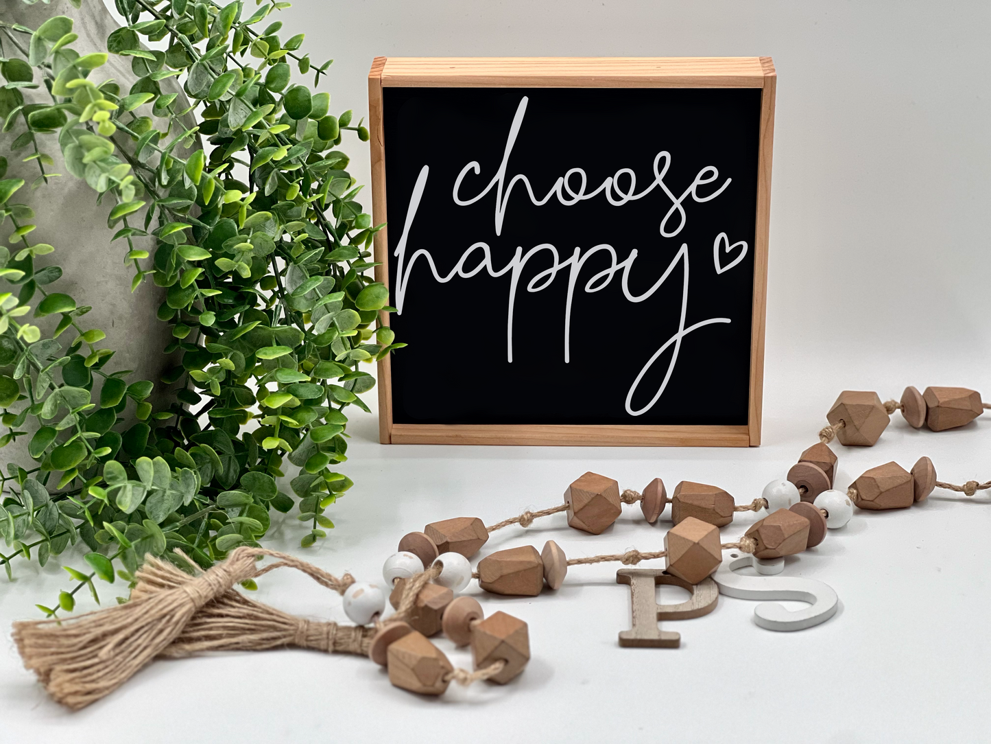 Choose Happy - Black/Thin/Natural - Wood Sign