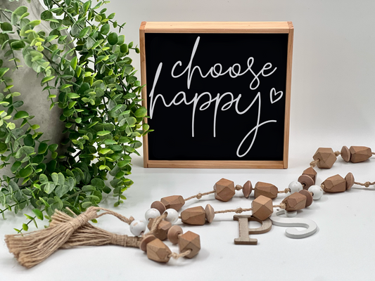 Choose Happy - Black/Thin/Natural - Wood Sign