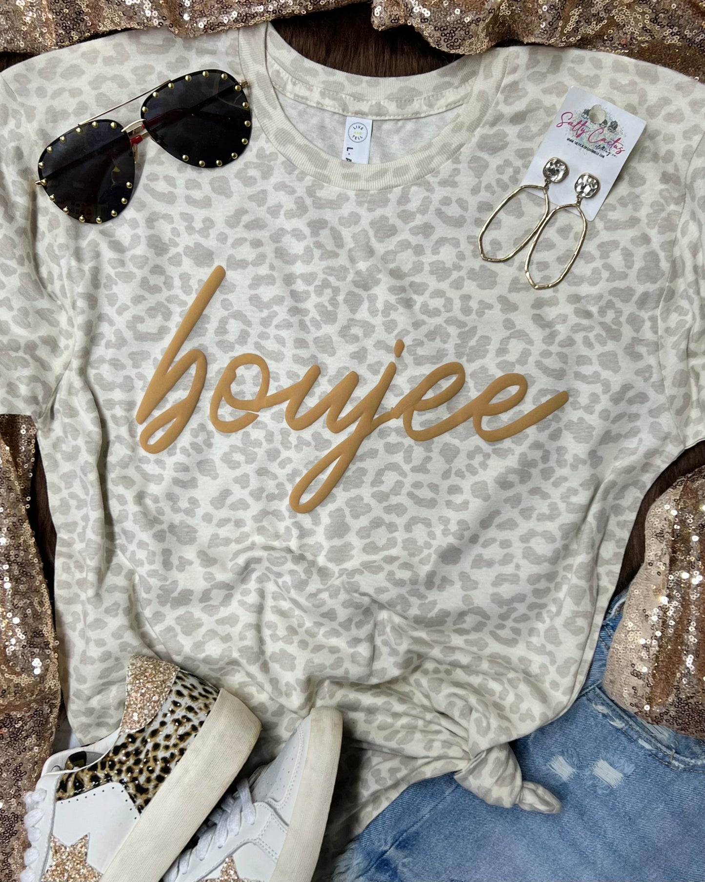 *PUFF* Boujee Tan Puff on Natural Leopard Tee