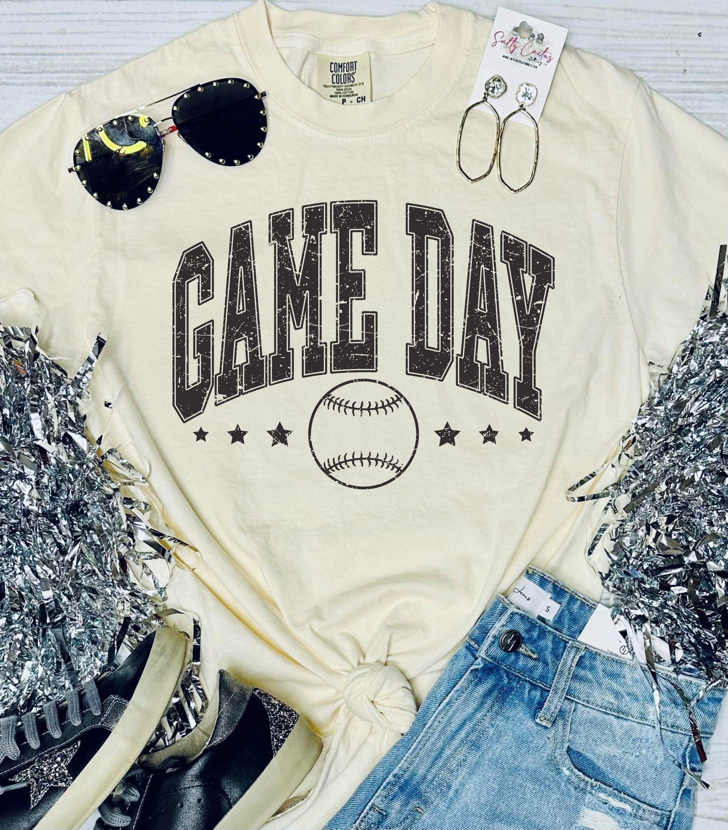 *SP* Game Day Baseball on Ivory Comfort Color Tee